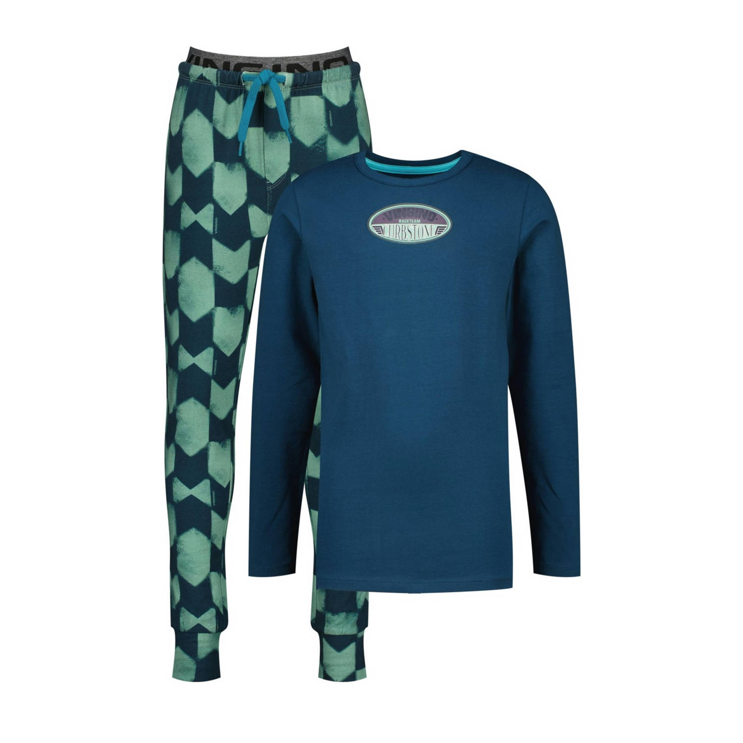 Vingino pyjama Widar met all over print blauw groen