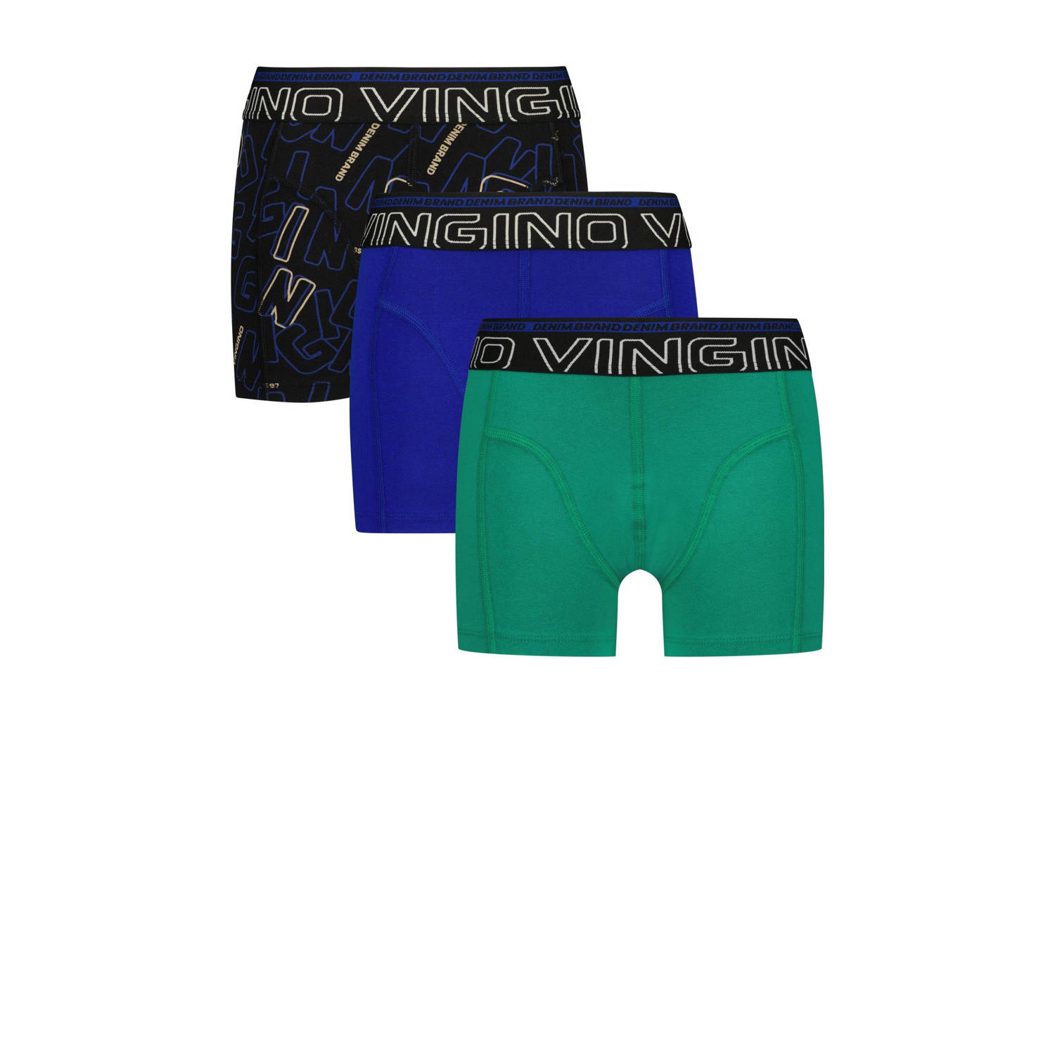 Vingino boxershort Blue character set van 3 blauw zwart groen