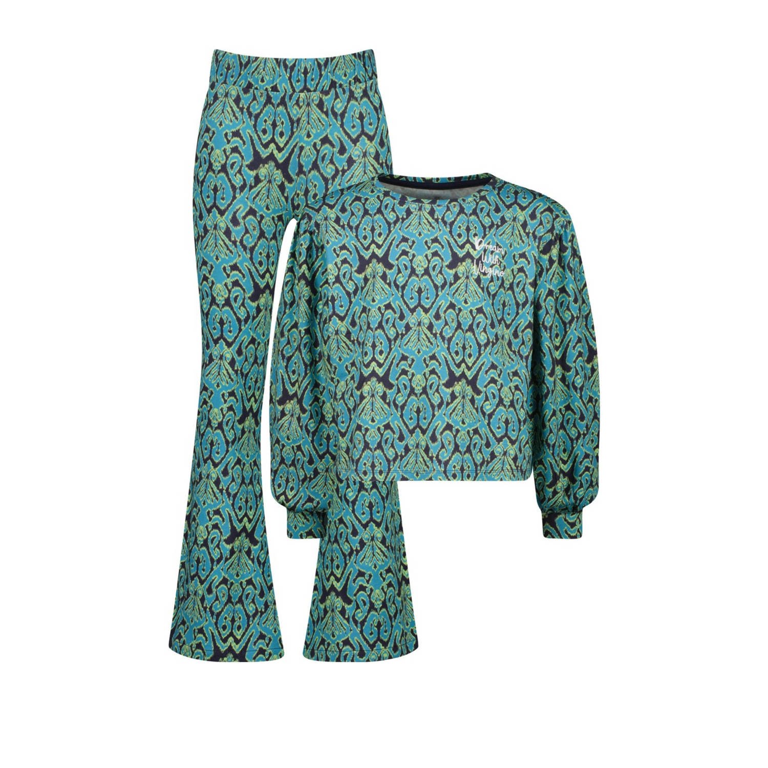 Vingino pyjama Welra met all over print blauw zeegroen