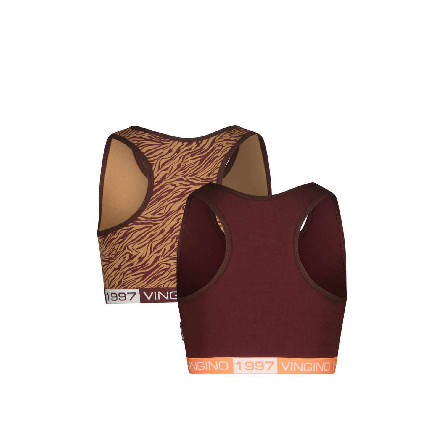 Vingino bh top set van 2 Racer bruin lichtbruin