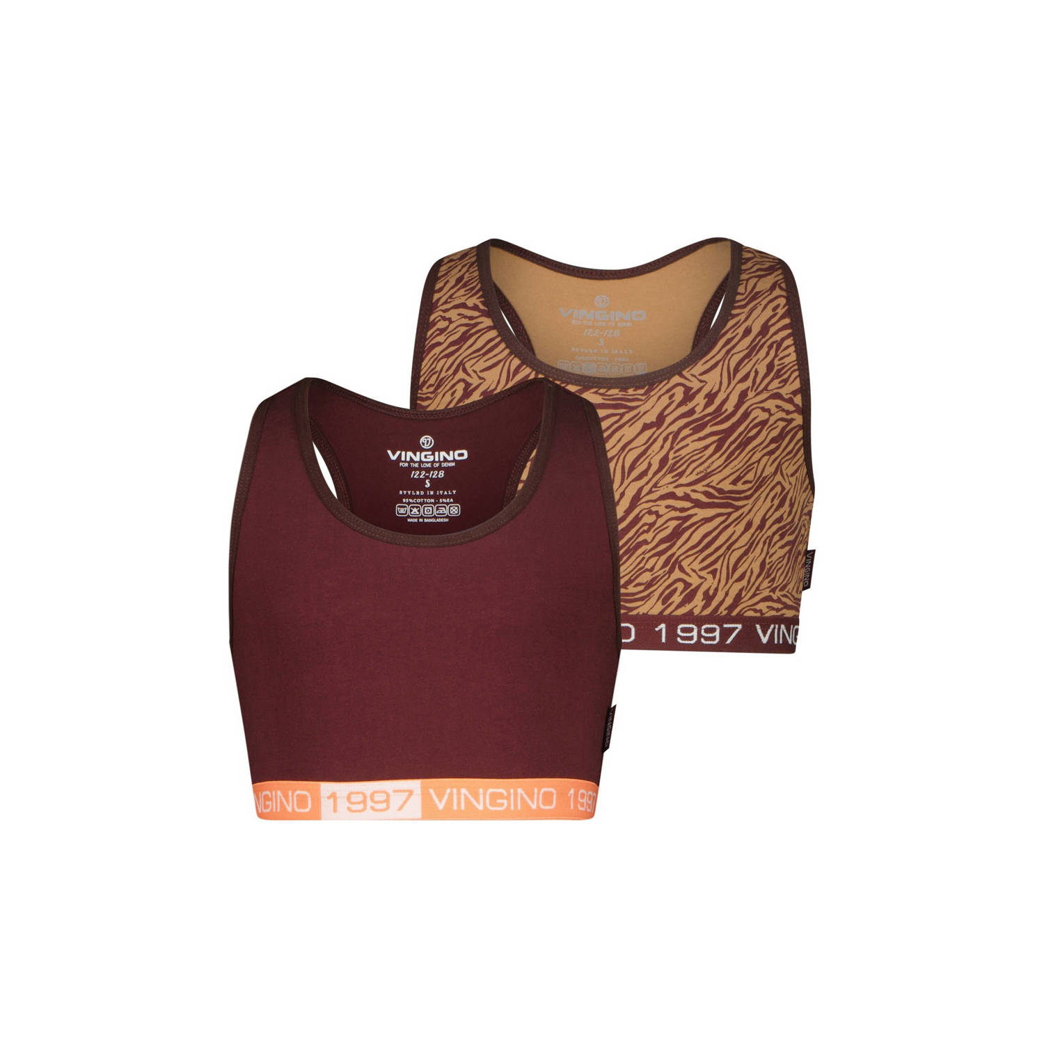 Vingino bh top set van 2 Racer bruin lichtbruin