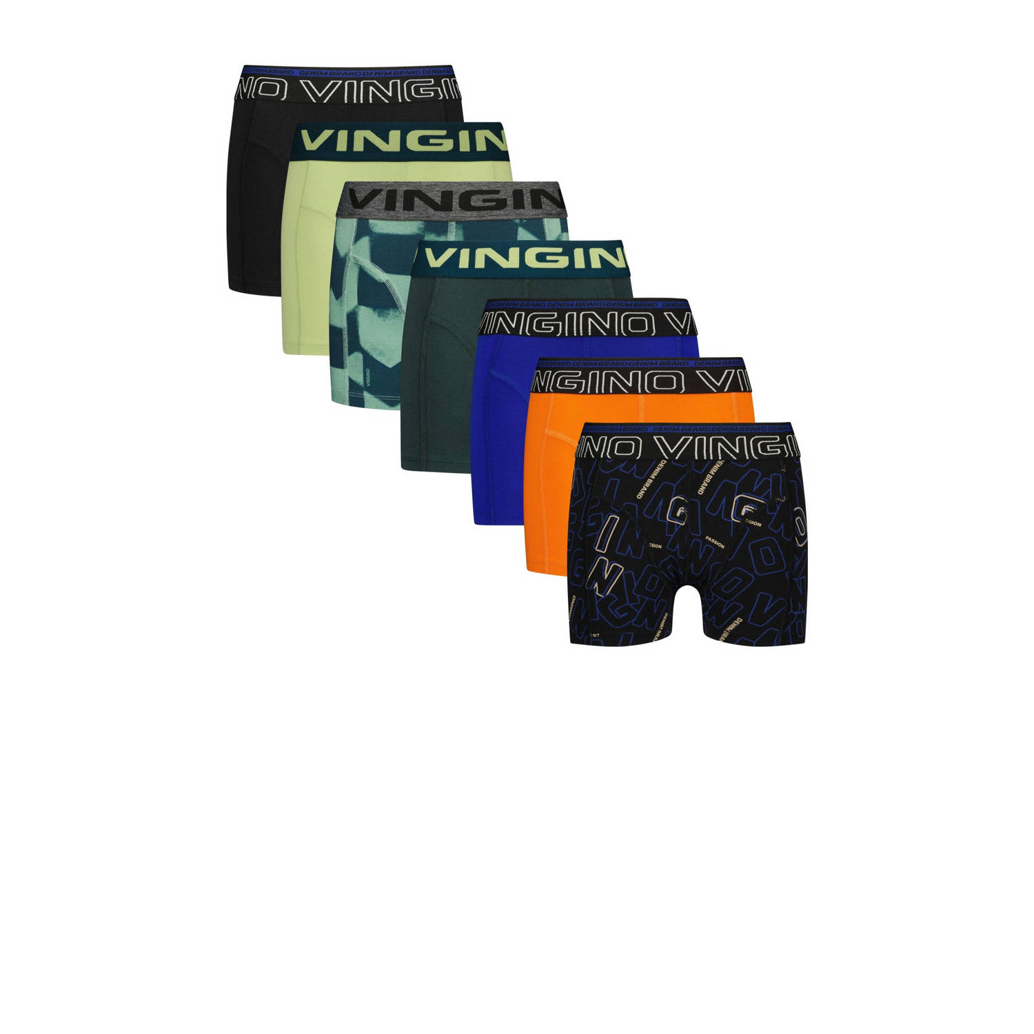 Vingino boxershort Mix set van 7 groen multicolor