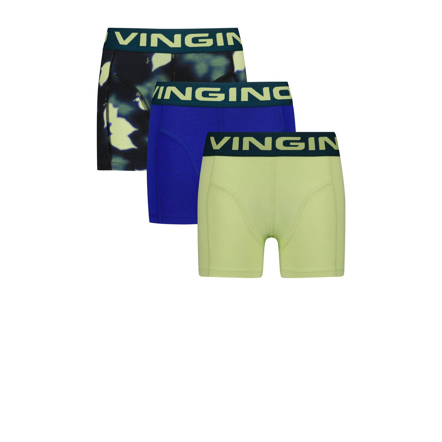 Vingino boxershort Vintage flower set van 3 groen blauw geel