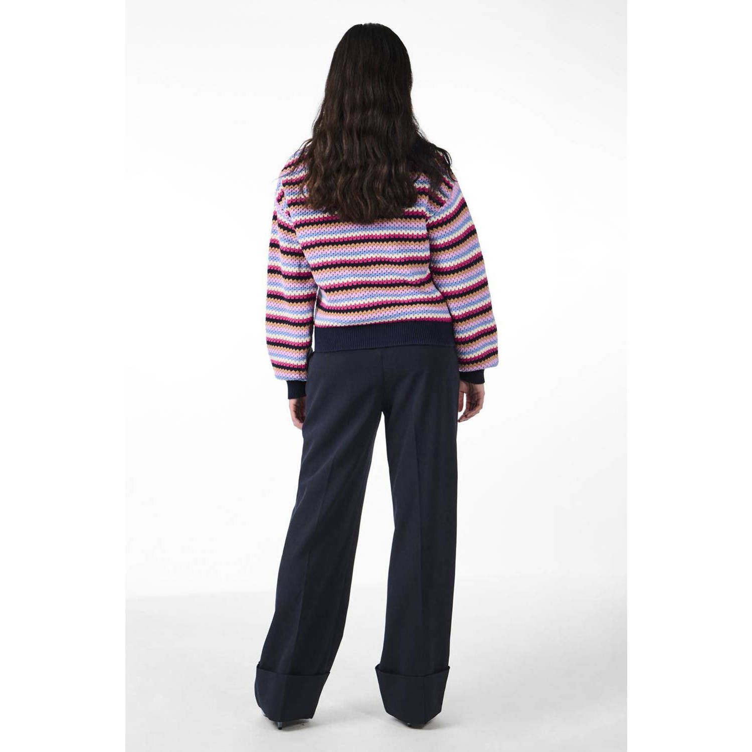 Y.A.S high waist straight fit broek donkerblauw YASPILA