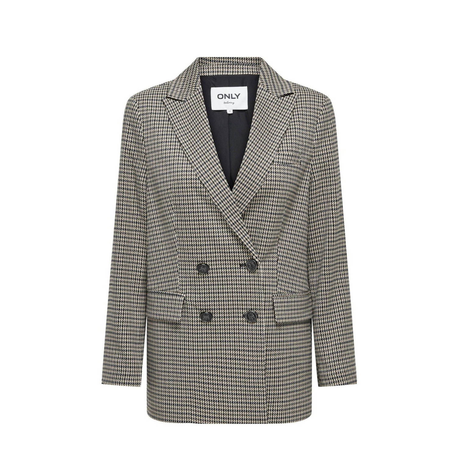 Only Geruite Blazer met knoopsluiting Beige Dames