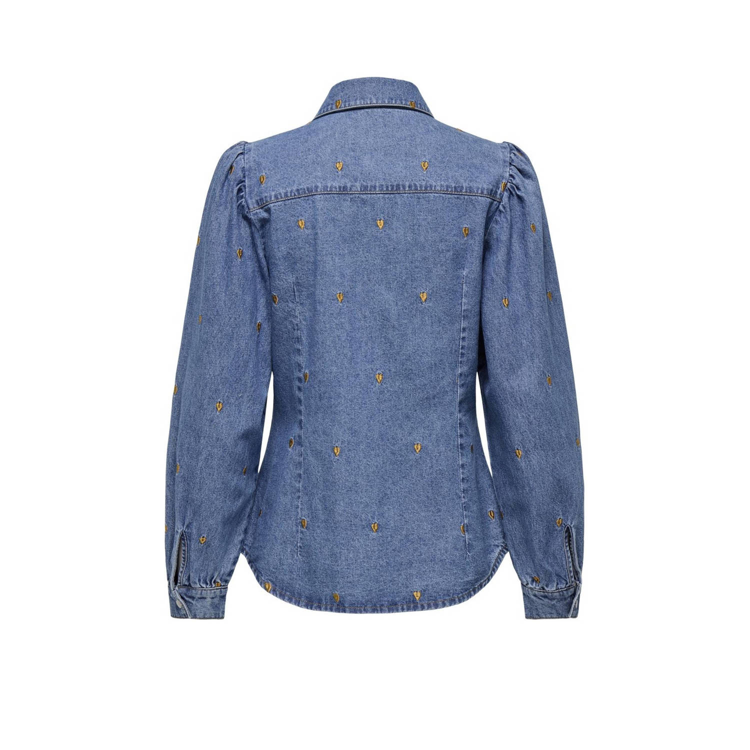 ONLY denim blouse ONLROCCO met hartjes medium blue denim