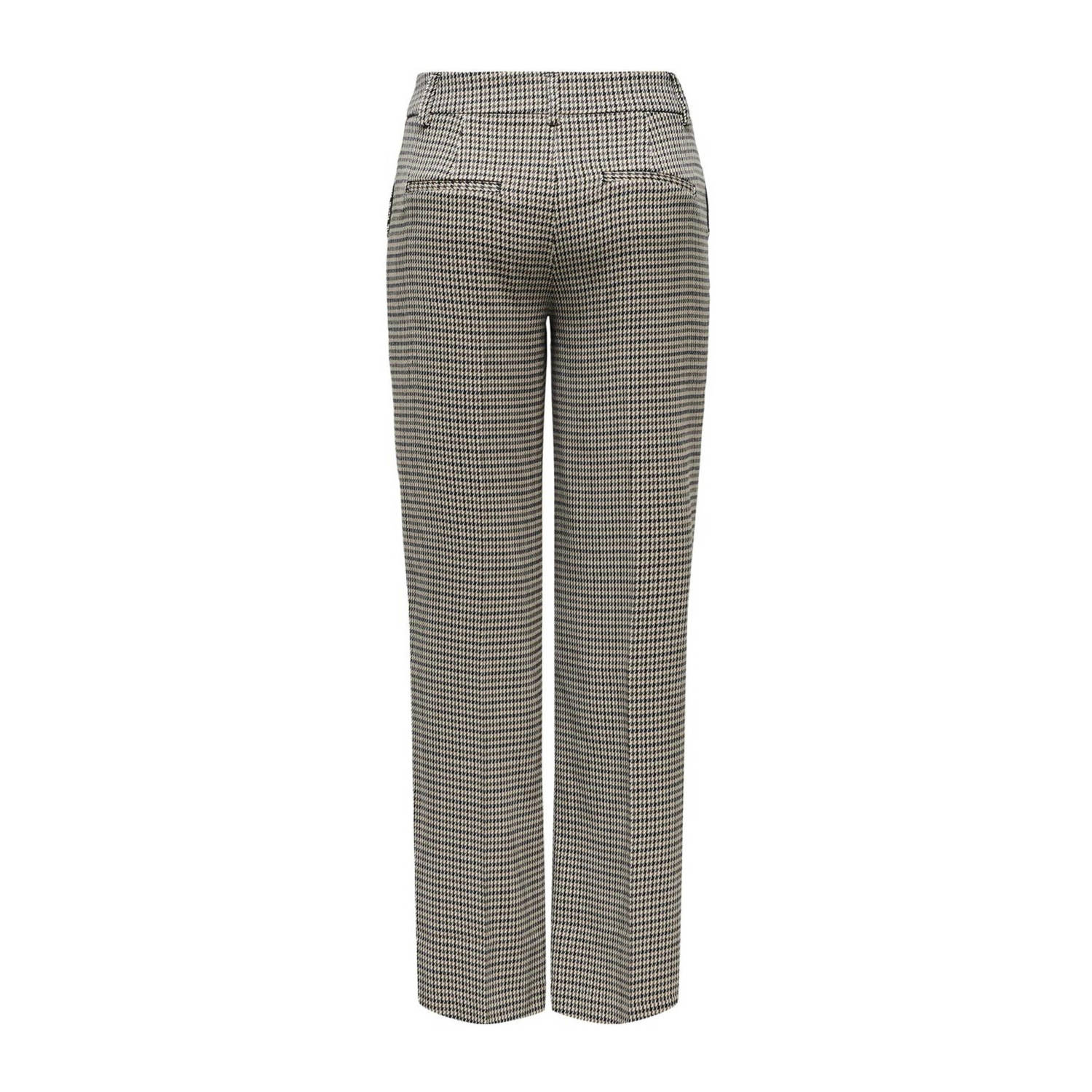 ONLY geruite straight fit broek ONLLETTIE bruin beige zwart