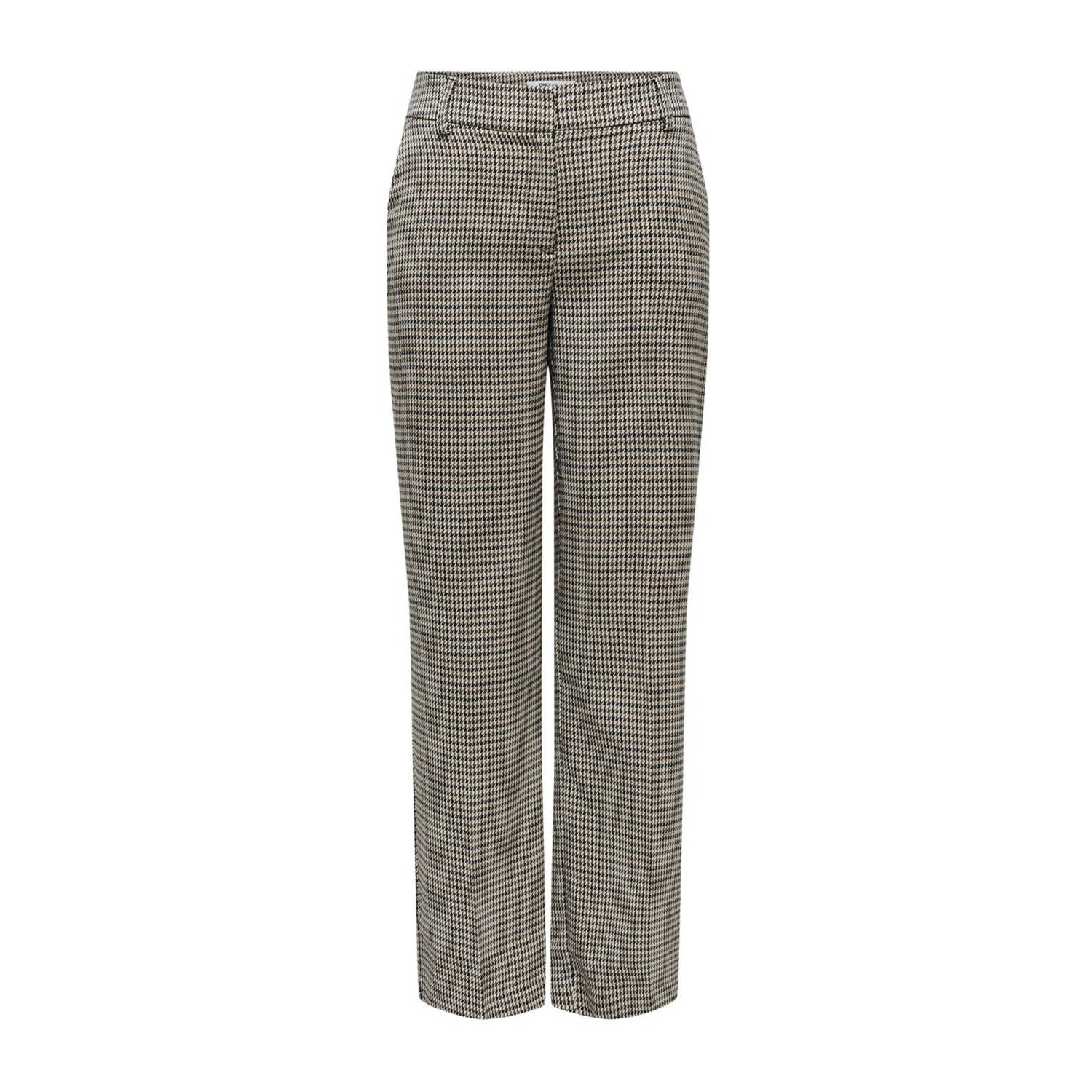 ONLY geruite straight fit broek ONLLETTIE bruin beige zwart