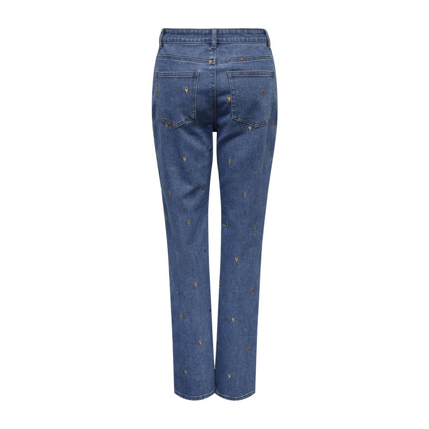 ONLY straight leg jeans ONLRILEY met hartjes medium blue denim