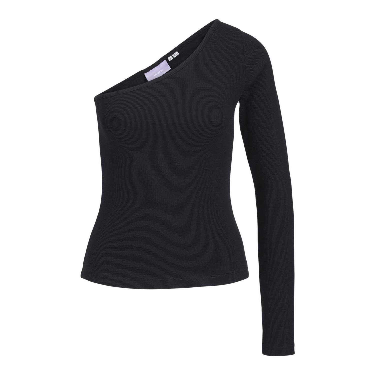 Jack & jones Eén Schouder Rib Top Zwart Black Dames
