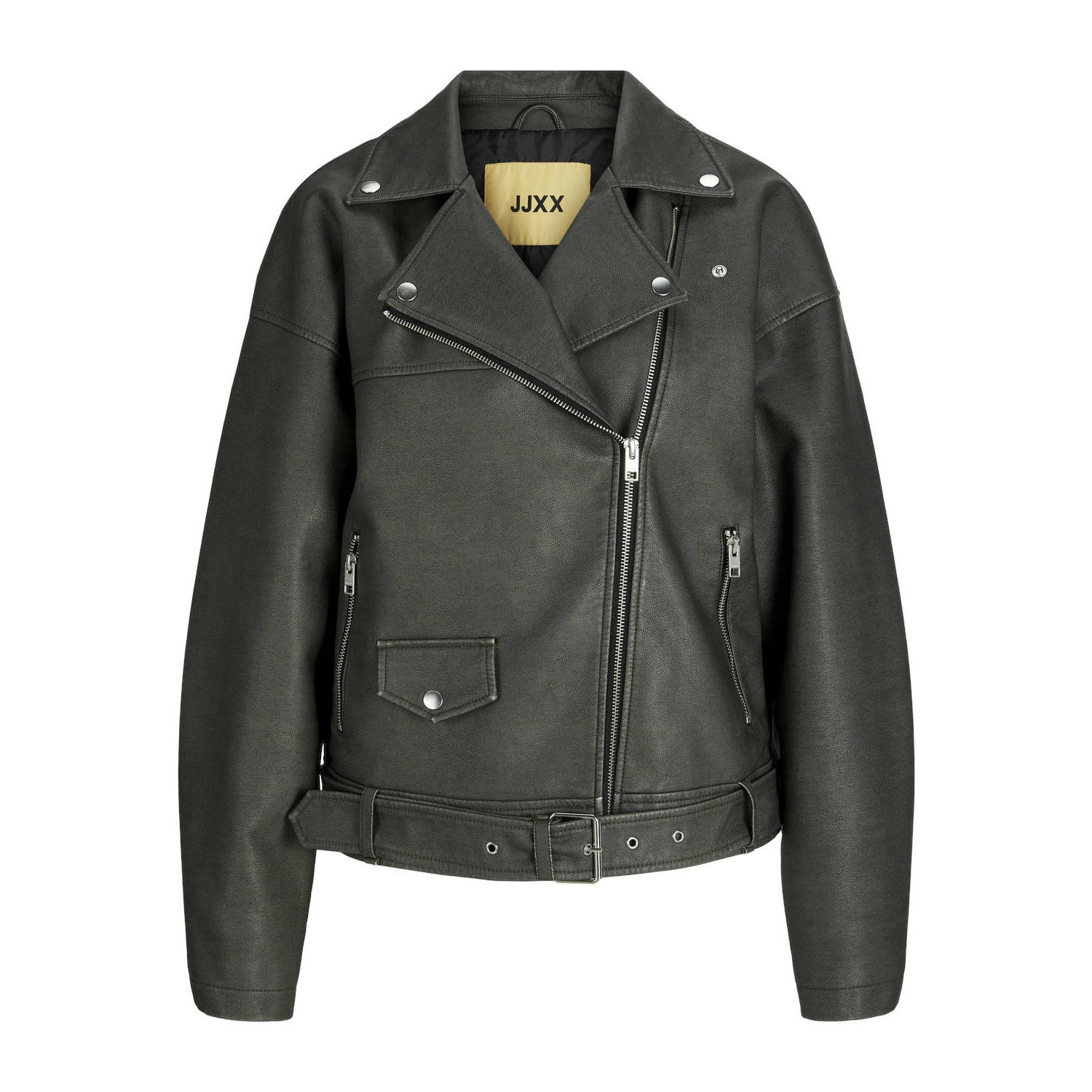 JJXX oversized imitatieleren jas winter zwart