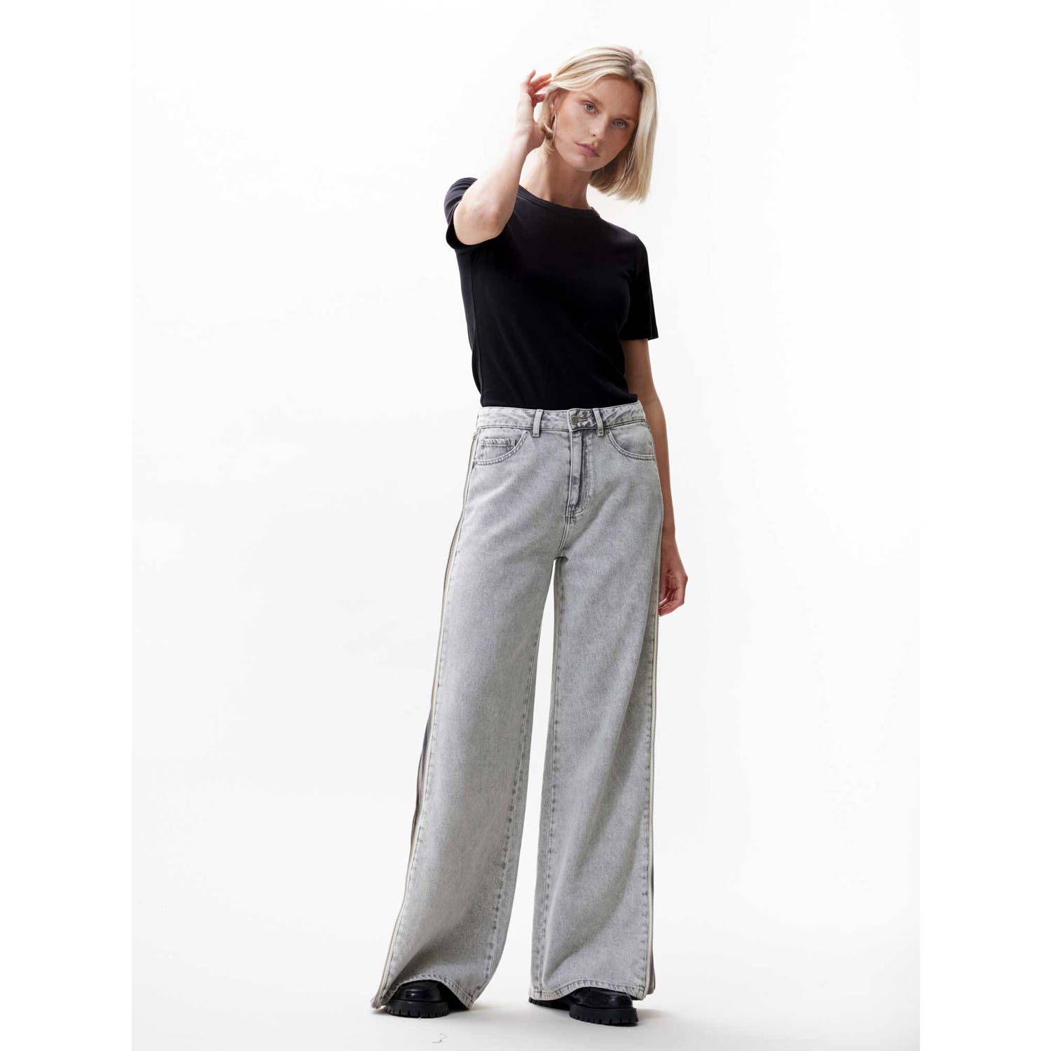 Catwalk Junkie high waist wide leg jeans grey denim