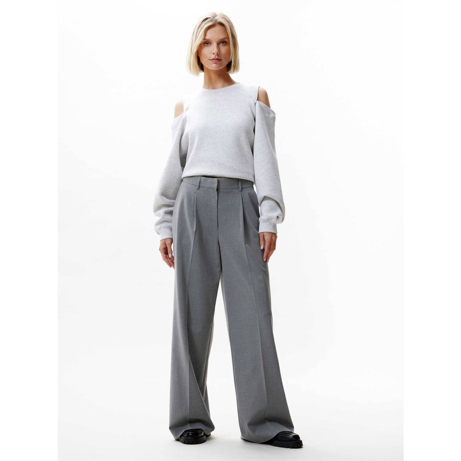CATWALK JUNKIE Dames Broeken Straight Leg Tailored Pants Grijs