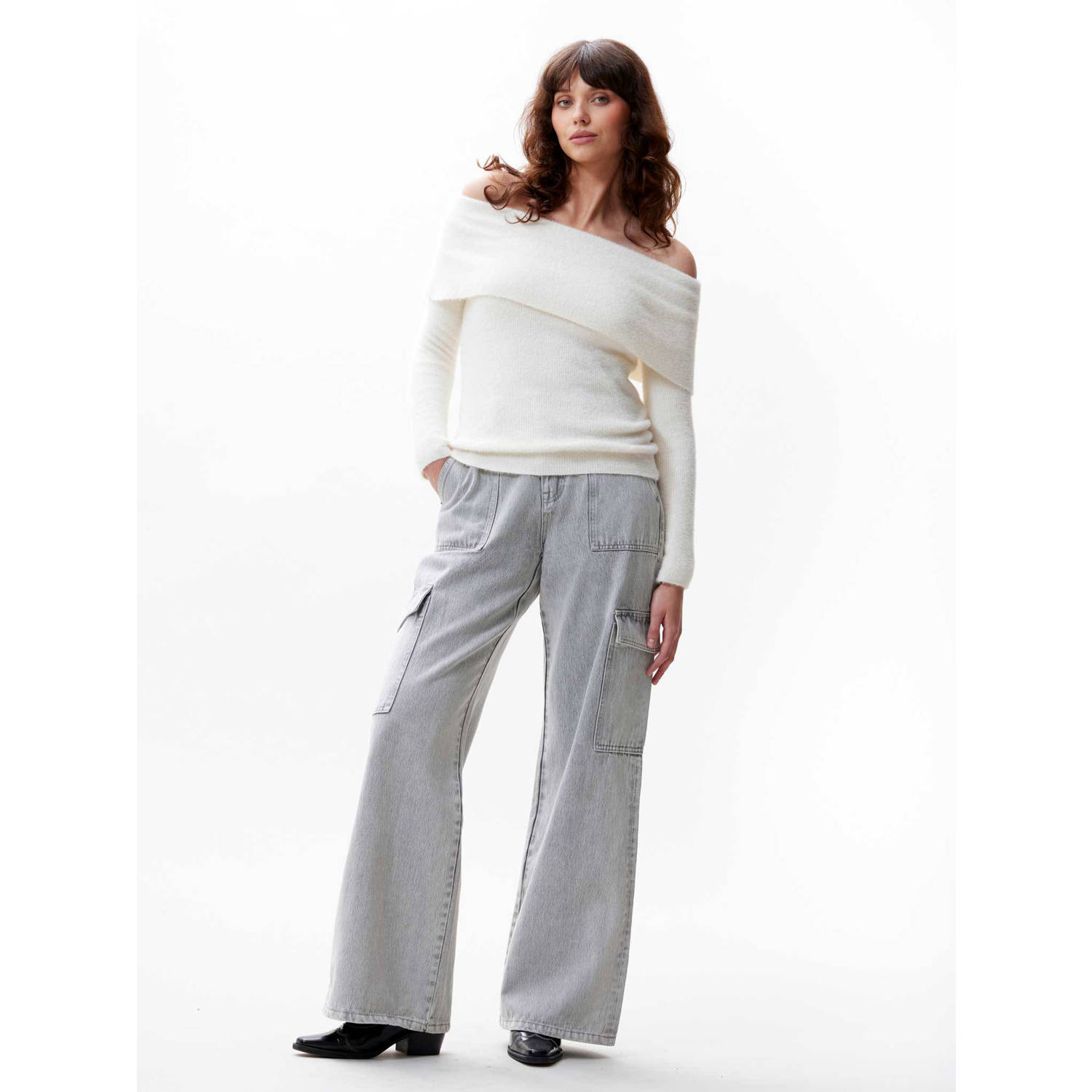 CATWALK JUNKIE Dames Truien & Vesten Off Shoulder Long Sleeve Knit Wit