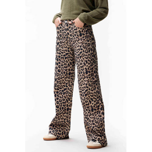 Catwalk Junkie high waist loose jeans met panterprint bruin/zwart afbeelding