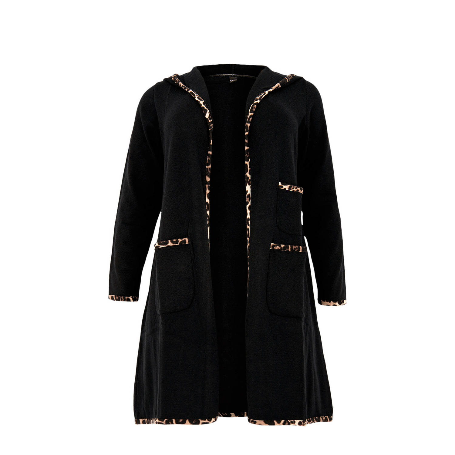 YOEK vest met contrastbies zwart