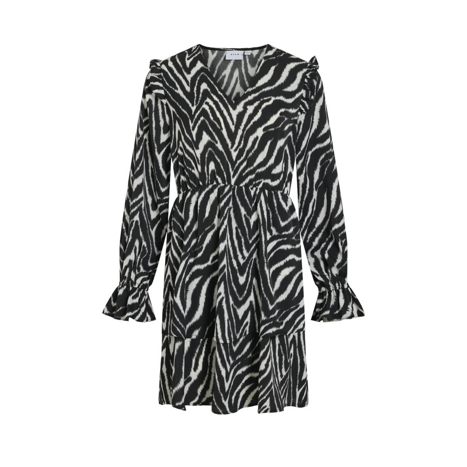VILA Jipp Heldoorn x Wehkamp jurk VIFRIA met zebraprint zwart wit