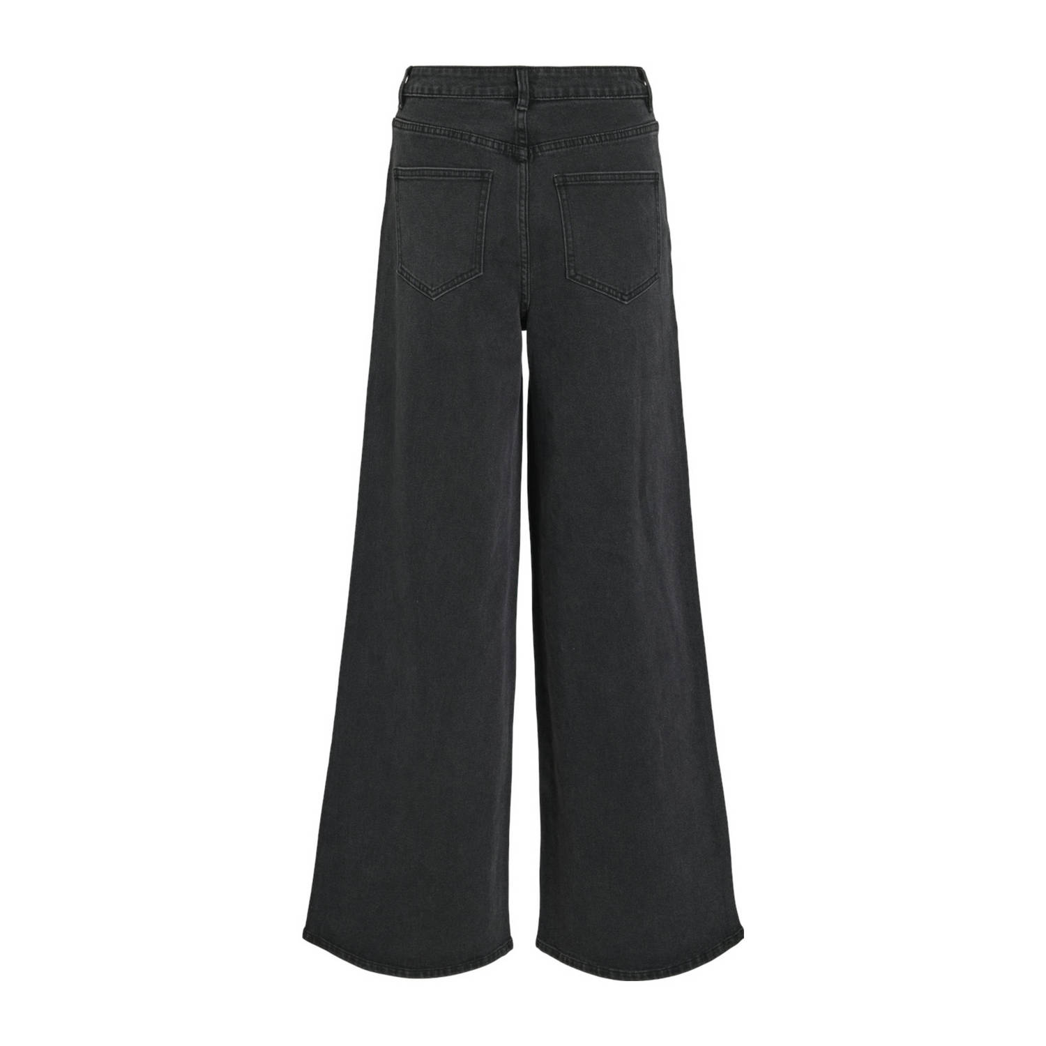 VILA Jipp Heldoorn x Wehkamp high waist wide leg jeans met strass steentjes VILINE black denim