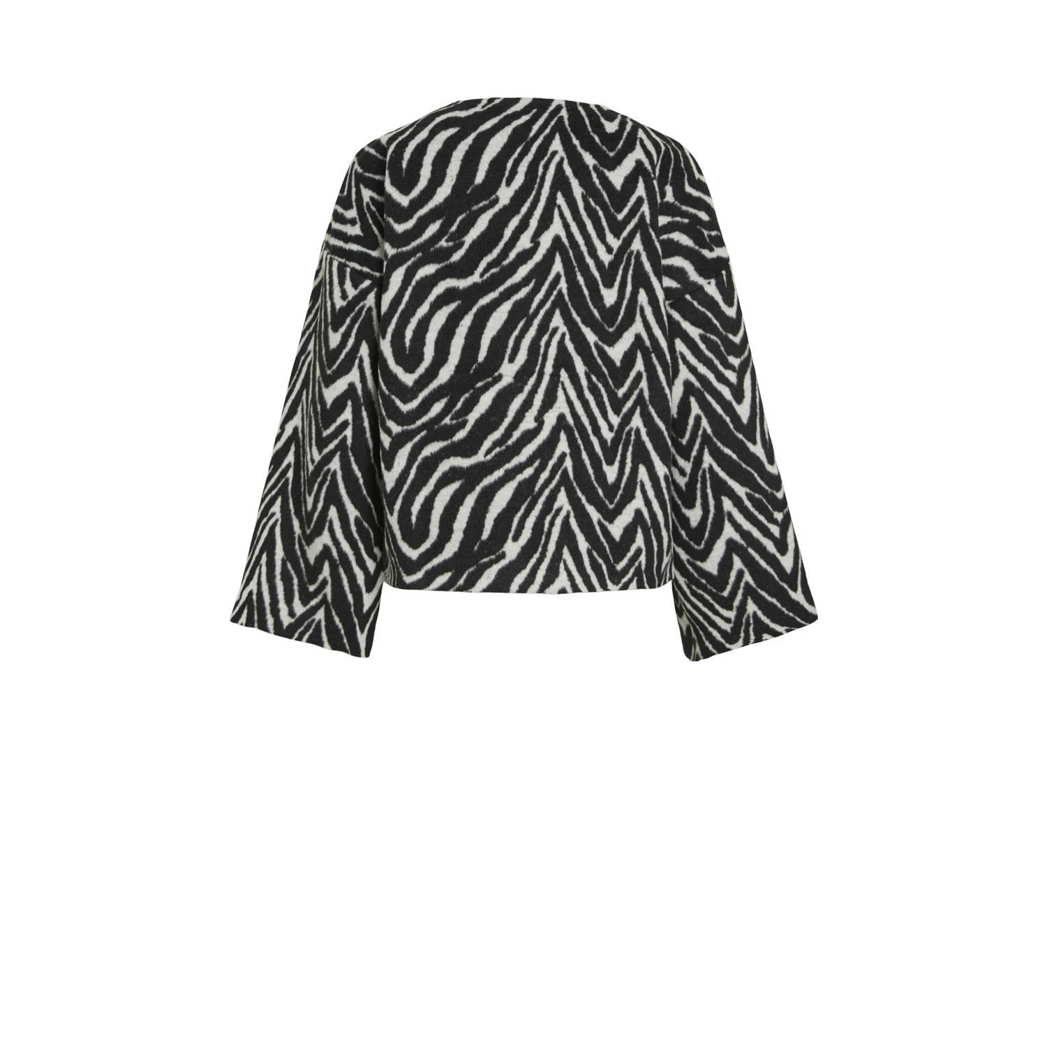 VILA Jipp Heldoorn x Wehkamp hairy jasje VIJULIA met zebraprint zwart wit