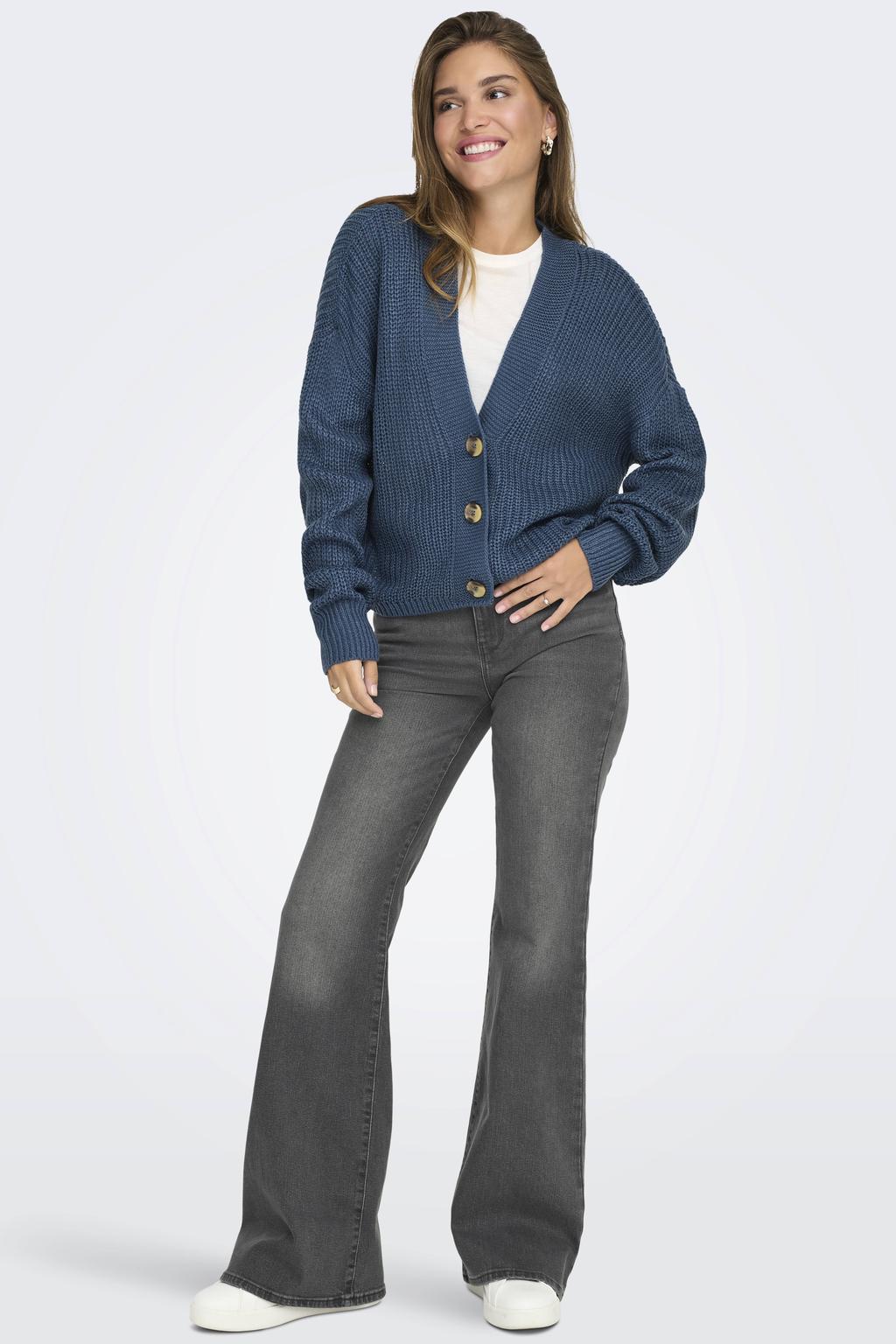 ONLY high waist flared jeans ONLHENNI grey denim