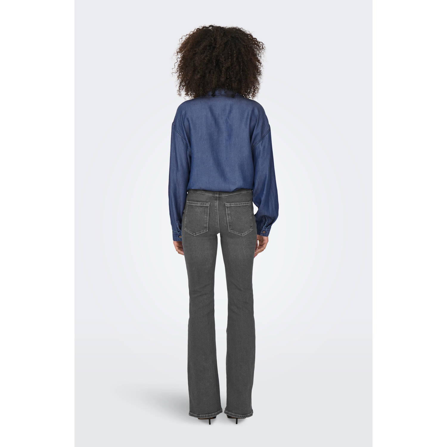 ONLY high waist flared jeans ONLHENNI grey denim