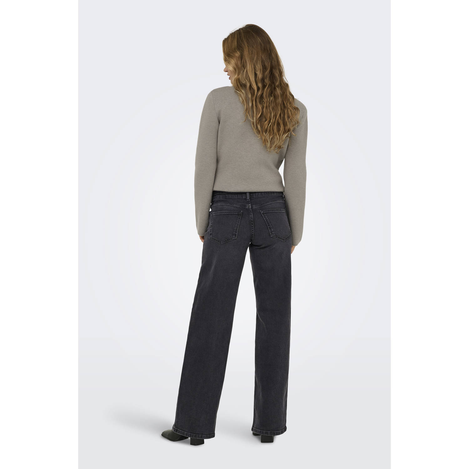ONLY low waist wide leg jeans ONLJUDY black denim