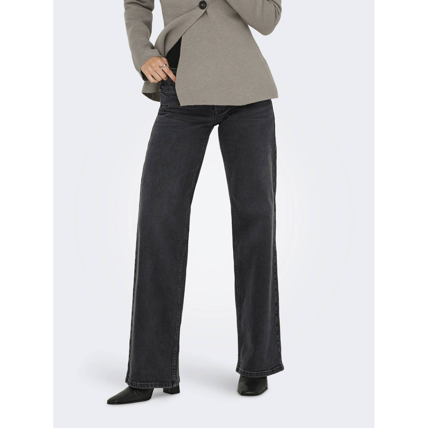 ONLY low waist wide leg jeans ONLJUDY black denim