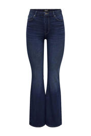thumbnail: Medium blue denim dames ONLY high waist flared jeans dark blue rinse van denim met effen