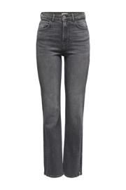 thumbnail: Grey denim dames ONLY high waist straight leg jeans van denim met rits- en knoopsluiting en effen