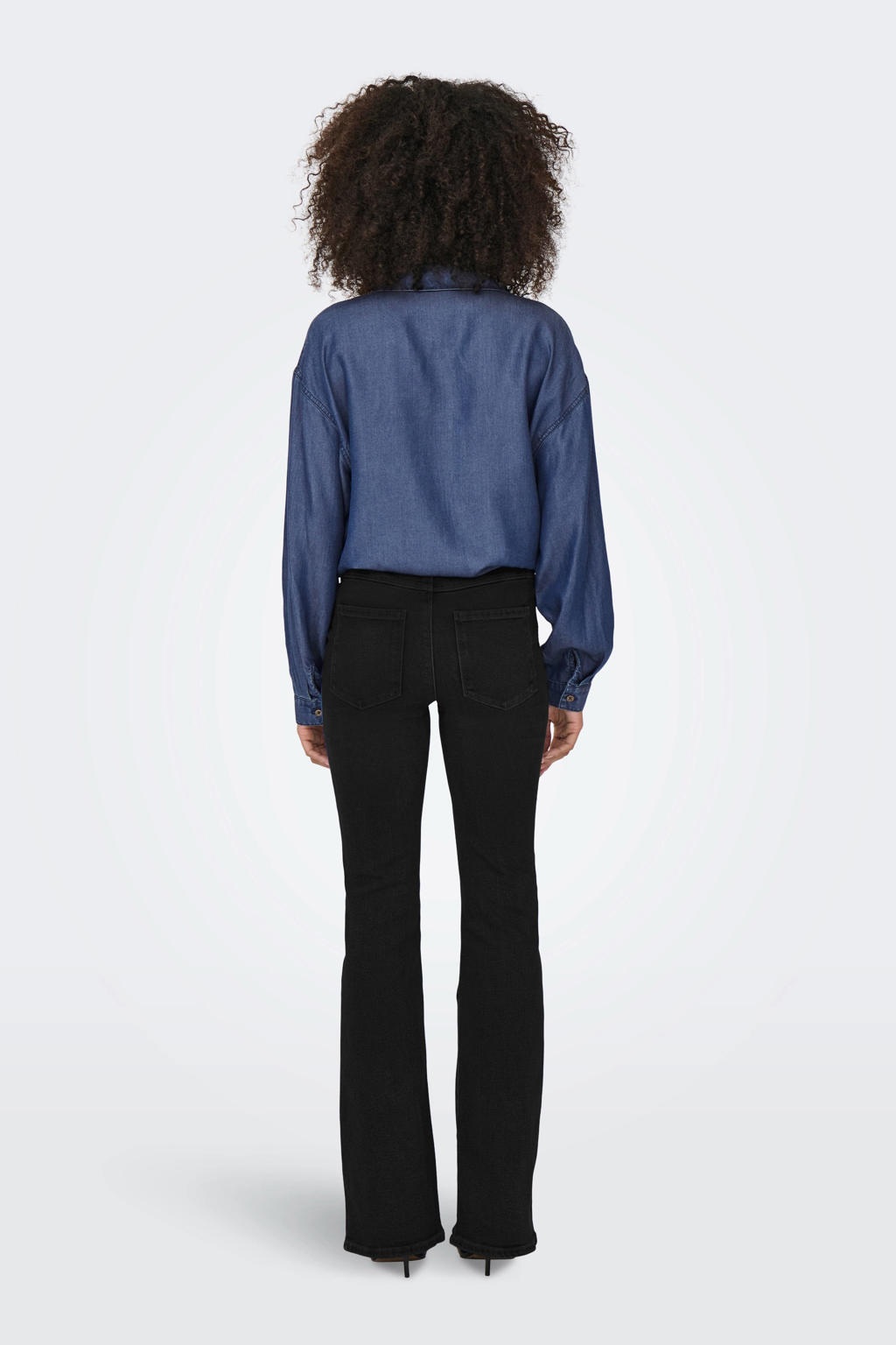 ONLY high waist flared jeans ONLHENNI black denim
