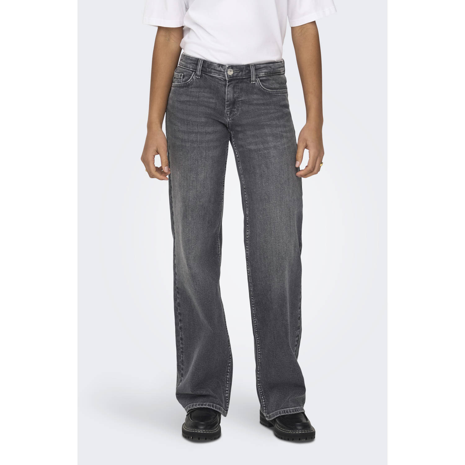 ONLY low waist wide leg jeans ONLJUDY dark grey denim