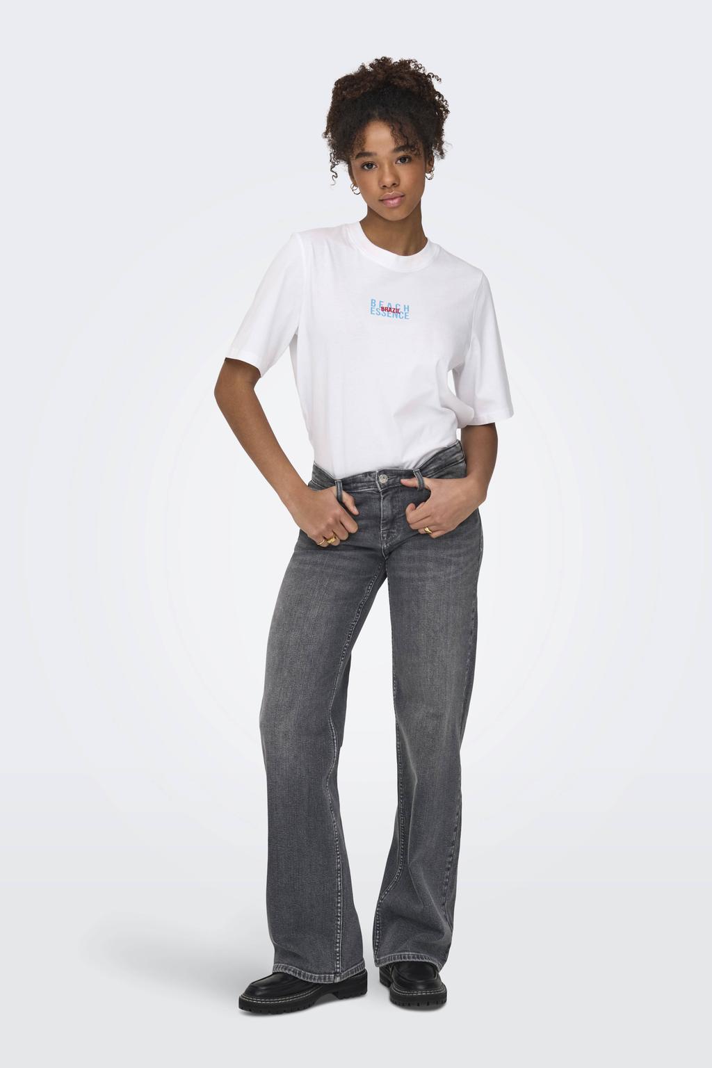 ONLY low waist wide leg jeans ONLJUDY dark grey denim