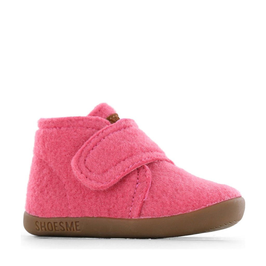 Roze meisjes Shoesme baby schoenen van textiel met klittenband en effen