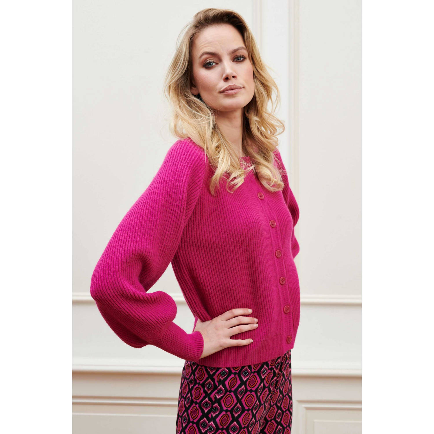 Lofty Manner gebreid vest roze