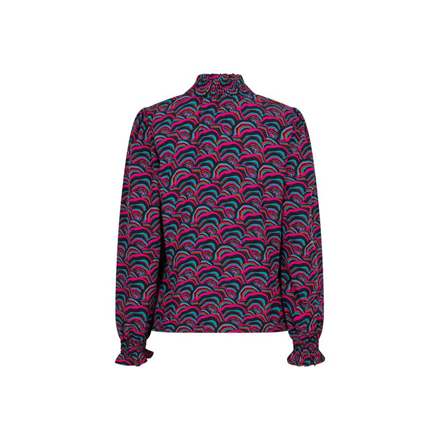 Lofty Manner top met all over print roze zwart blauw