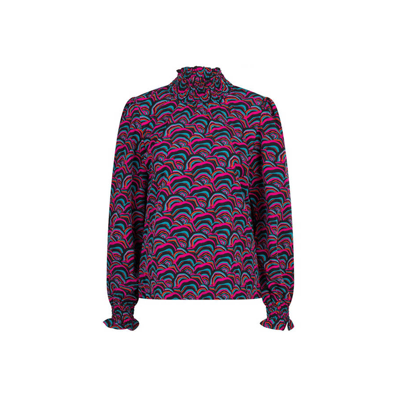 Lofty Manner top met all over print roze zwart blauw