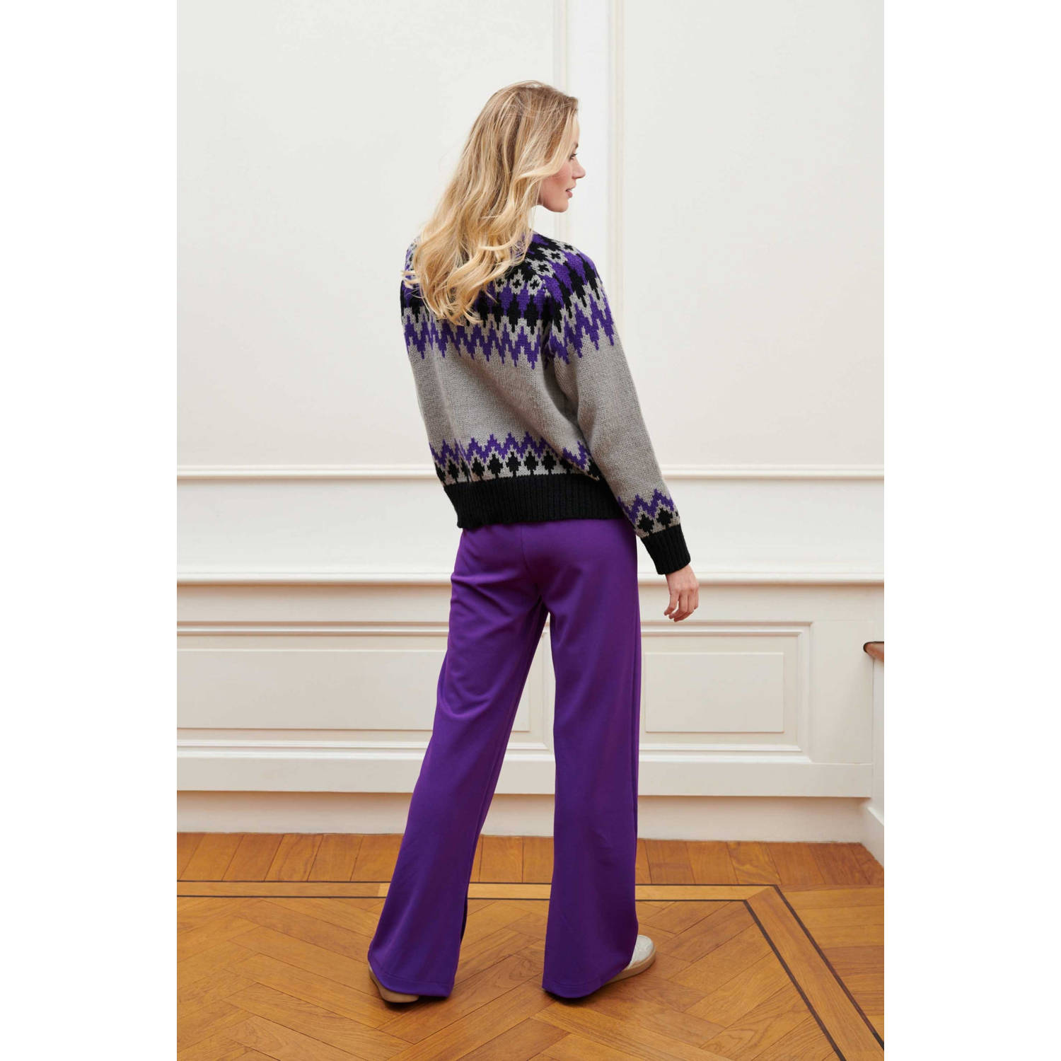 Lofty Manner high waist straight fit broek paars