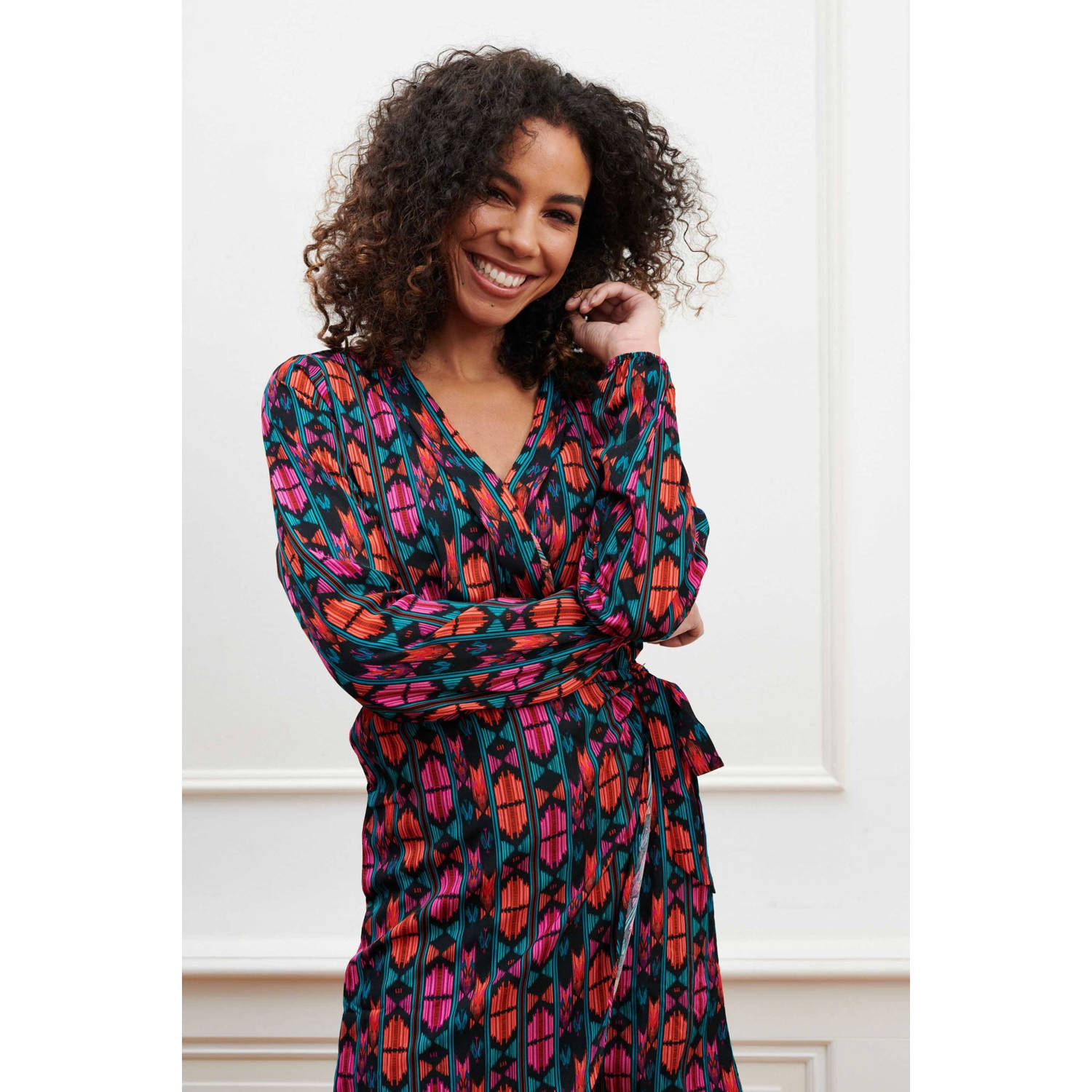 Lofty Manner wikkeljurk met all over print multi