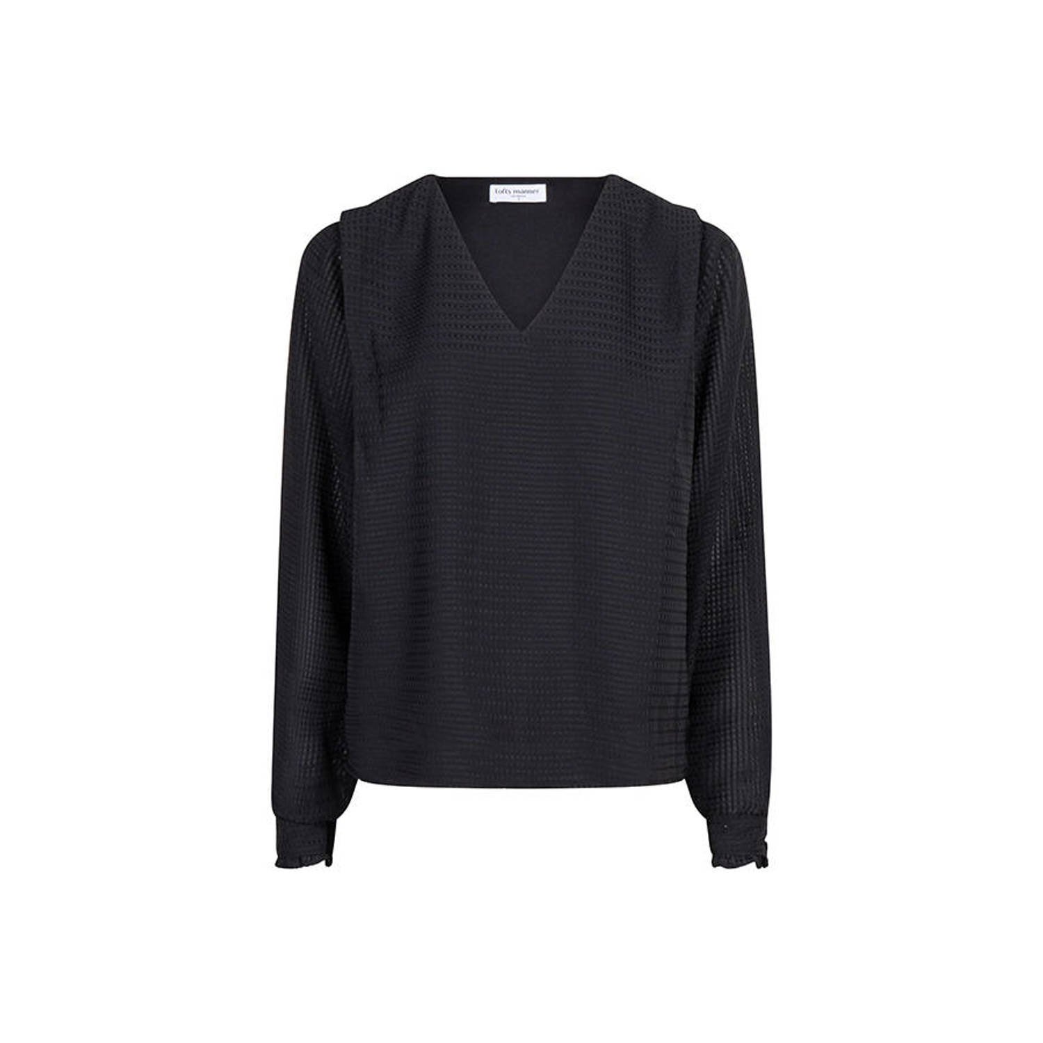 Lofty Manner Stella Blouse Lange Mouw Top Black Dames