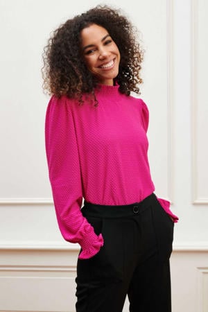 top met ingebreid patroon roze