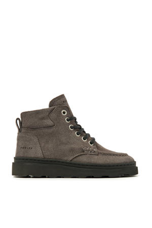 suède veterboots donkergrijs