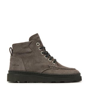 suède veterboots donkergrijs