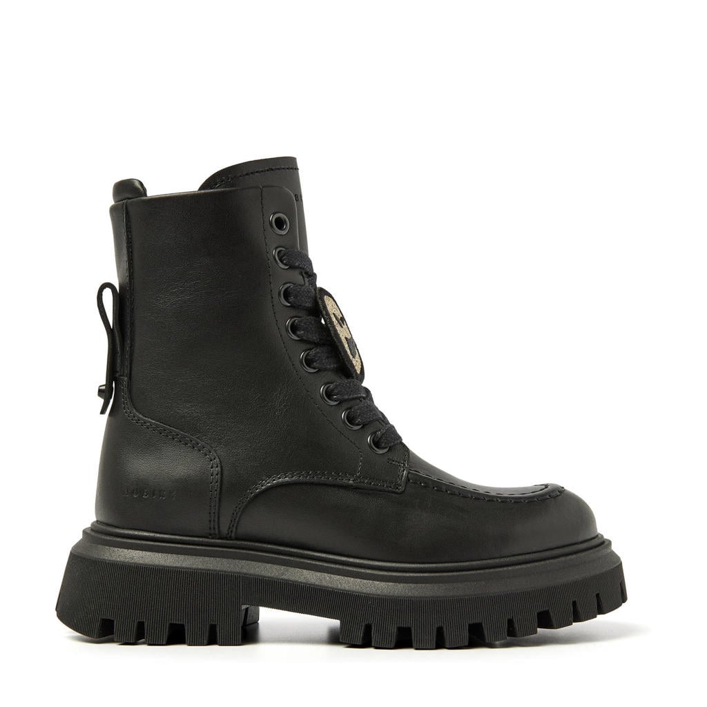 Zwarte meisjes Nubikk Fae Bobbi Jr leren veterboots met rits- en vetersluiting