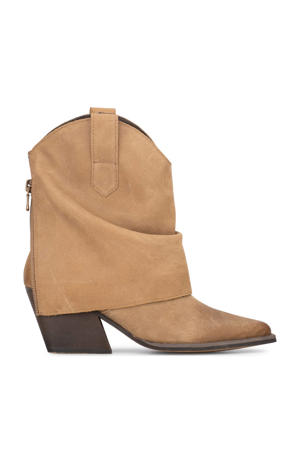suède cowboylaarzen met flap beige