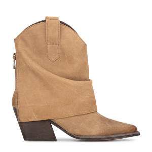 suède cowboylaarzen met flap beige