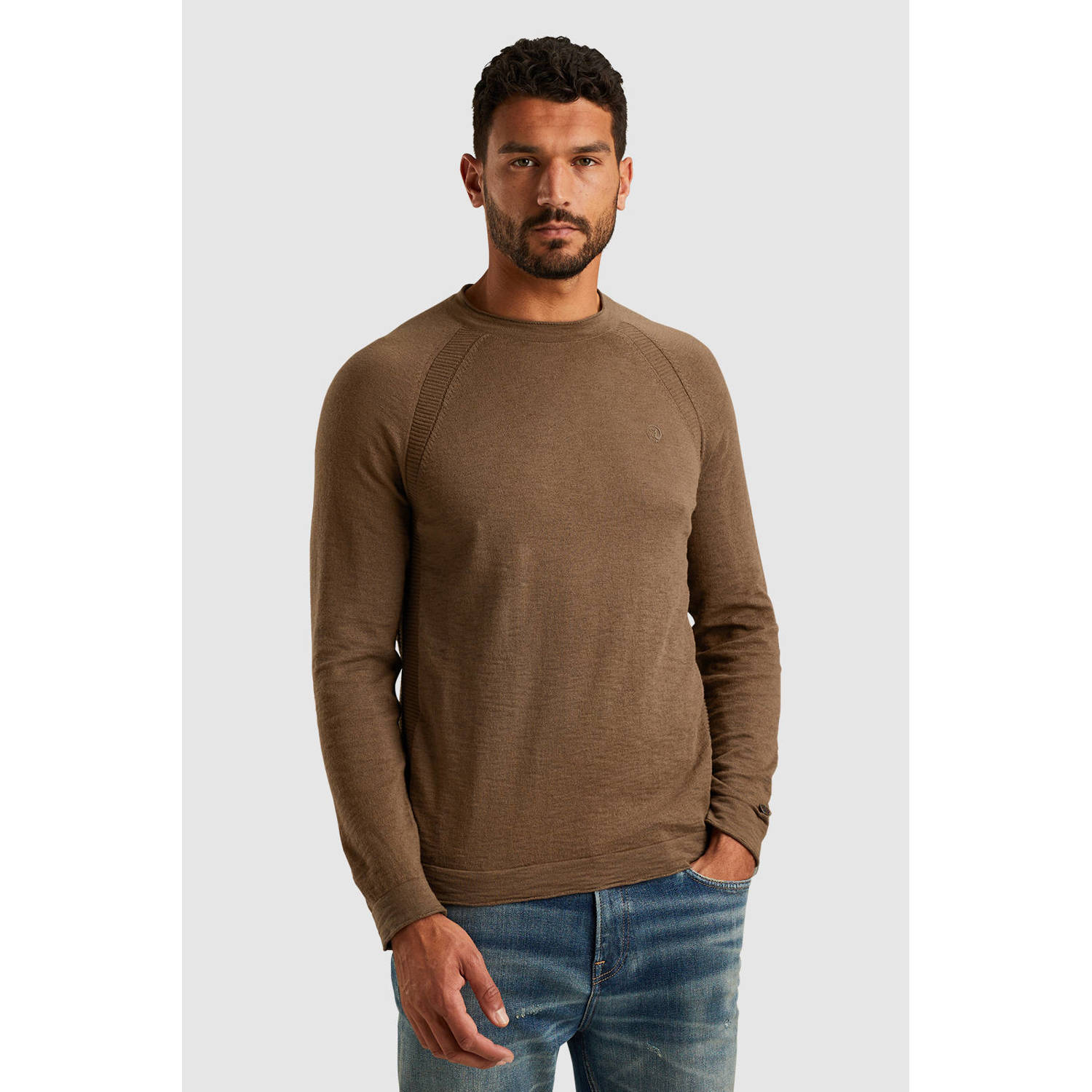 CAST IRON Heren Truien & Vesten Crewneck Cotton Heather Bruin