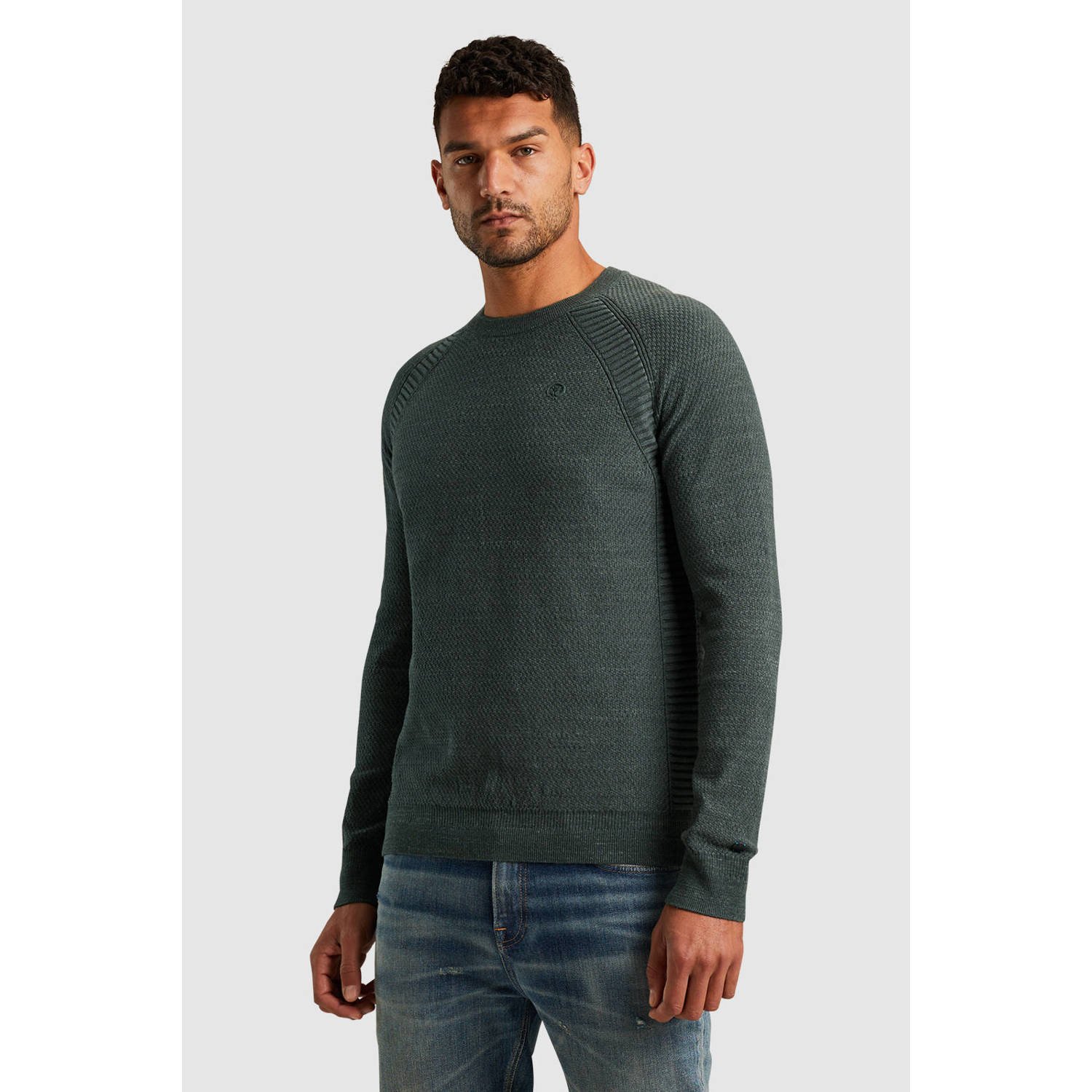 CAST IRON Heren Truien & Vesten Crewneck Cotton Heather Plated Blend Groen