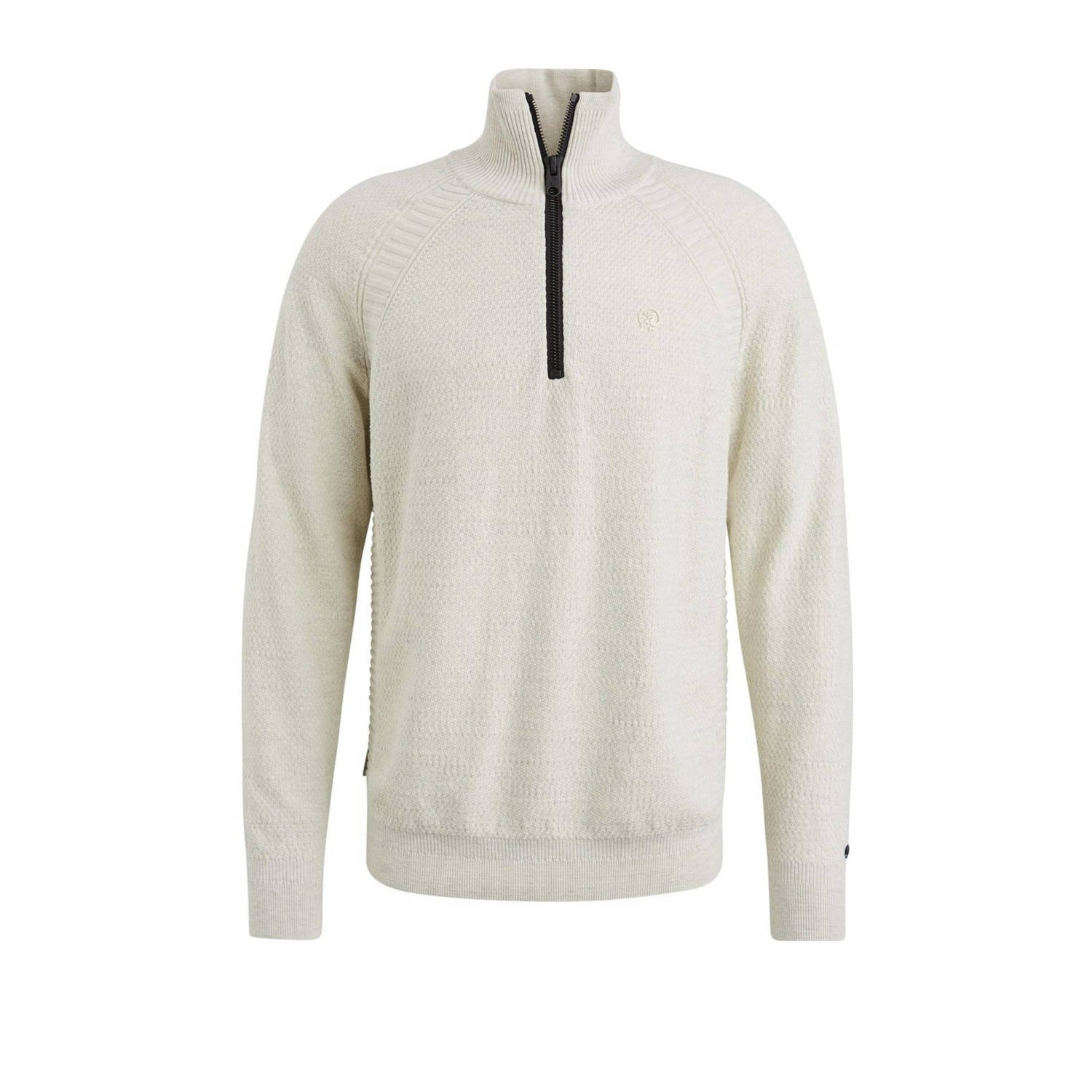 CAST IRON Heren Truien & Vesten Half Zip Collar Cotton Heather Plated Blend Beige