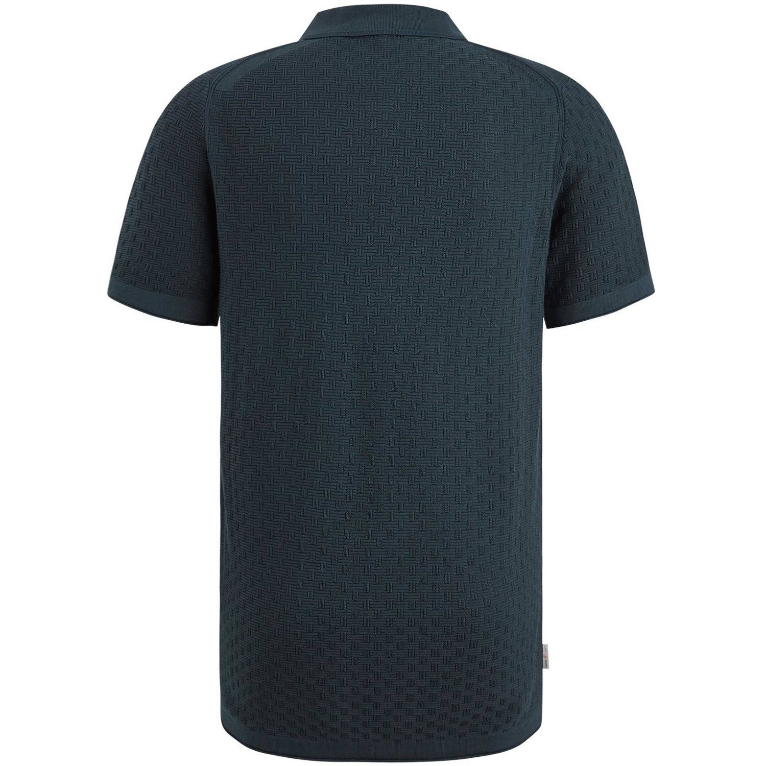 Cast Iron gebreide slim fit polo blauw