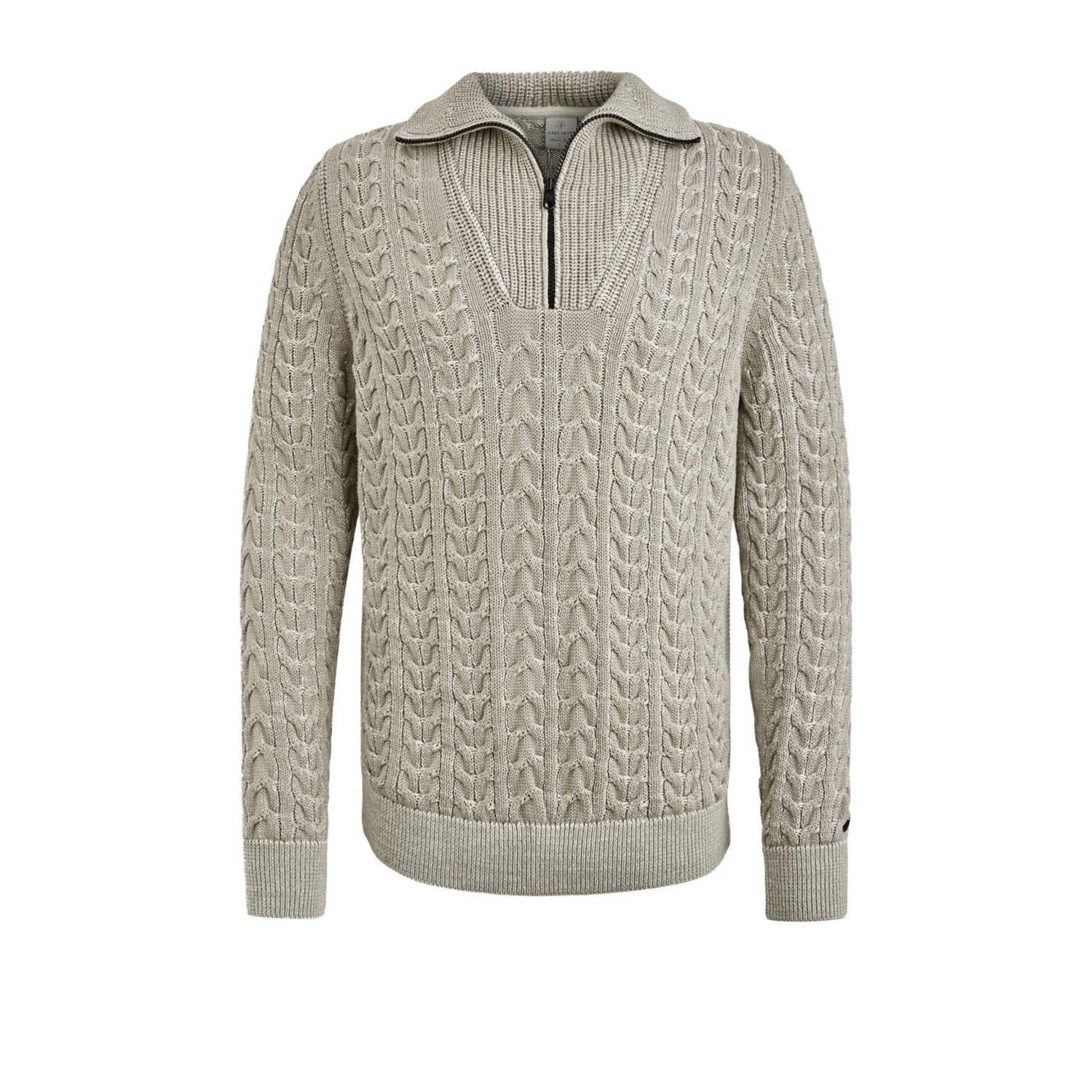 Cast Iron Half Zip Pullover Katoen Geplateerd Beige Heren